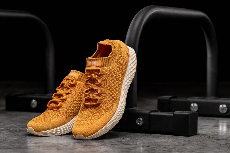 Yellow Nobull Golden Knit Runner Men's Running Shoes | CA V1041R